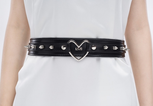 Leather love harness rivet belt