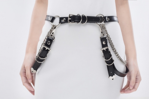 Leather Cool punk chain Belt body harness