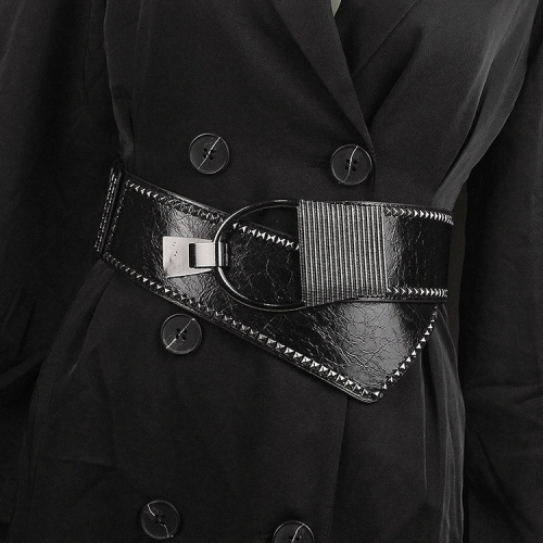 BT-31Diagonal belt women's wide rivet punk style decorative elastic belt with dress skirt coat suit elastic belt