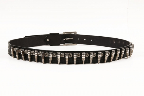 BT-33 New hip-hop punk rock metal bullet inlaid men's first layer leather belt personality decorative belt
