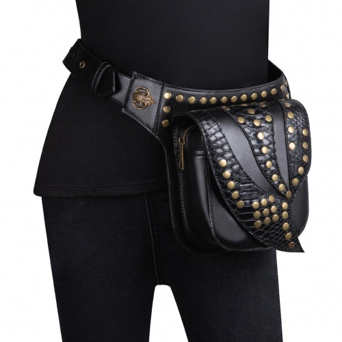 BG-110 European and American punk rivet biker ladies chest bag underarm bag retro tactical waistbag